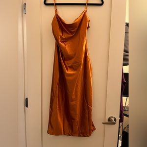 Rust silky stretchy slip dress